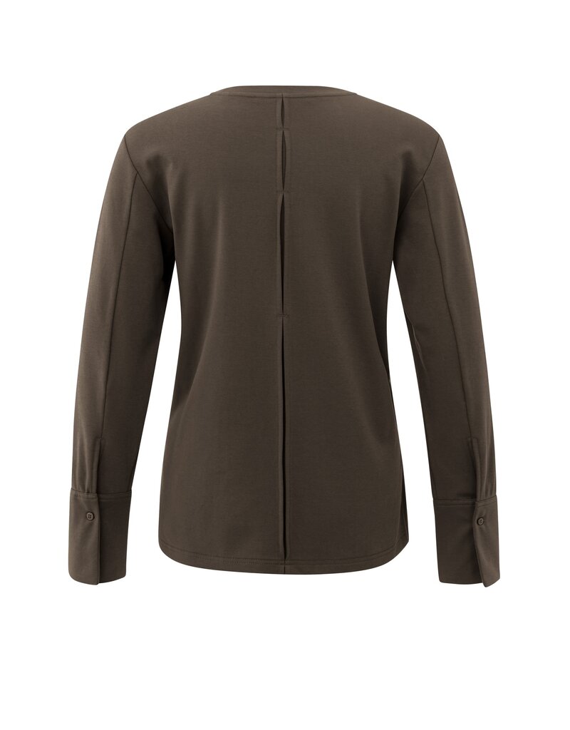Yaya Yaya Jersey Top Woven Manch. Slate Black Brown