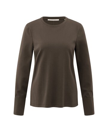 Yaya Yaya Jersey Top Woven Manch. Slate Black Brown