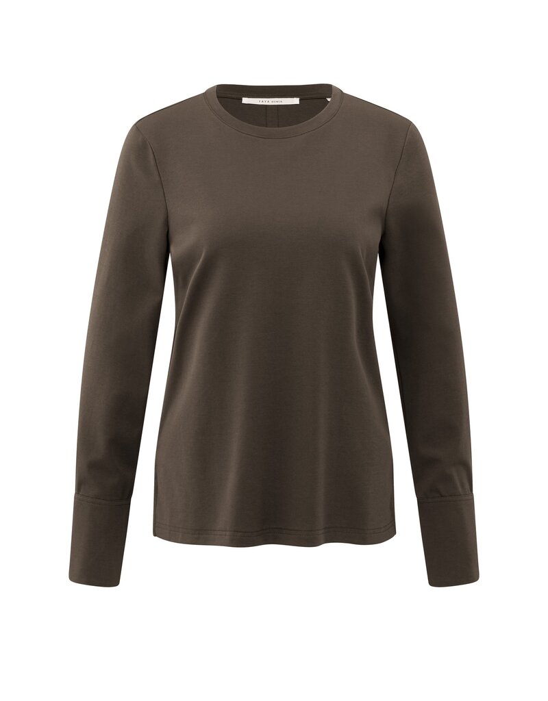 Yaya Yaya Jersey Top Woven Manch. Slate Black Brown