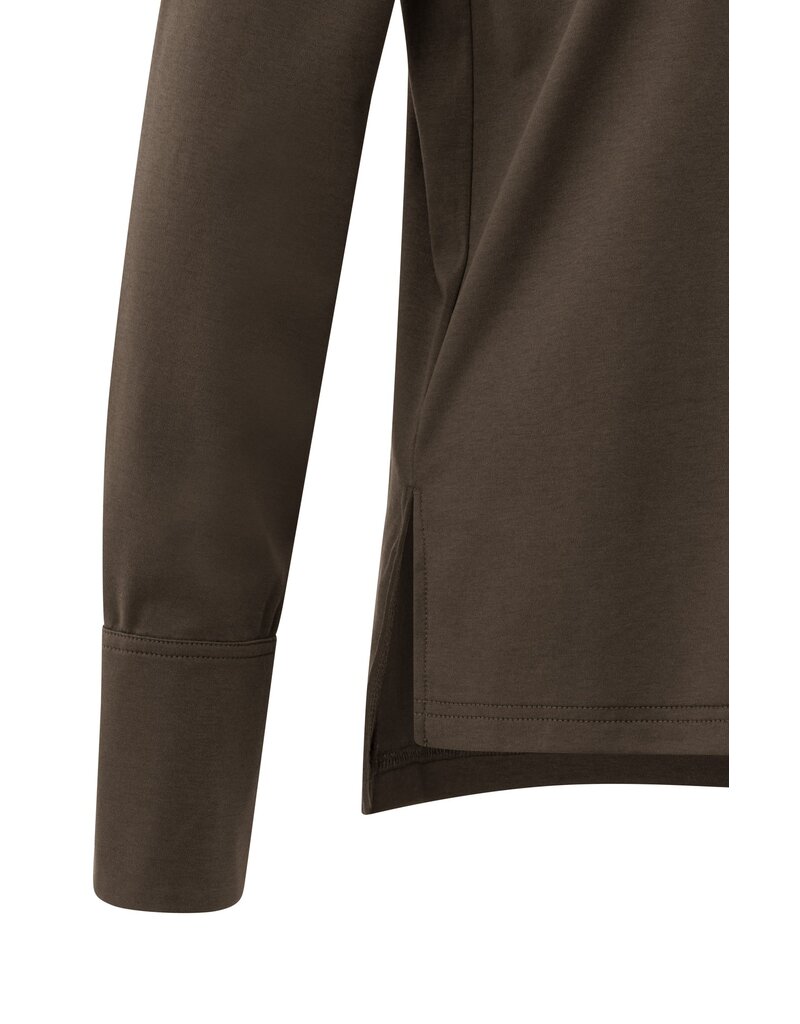 Yaya Yaya Jersey Top Woven Manch. Slate Black Brown