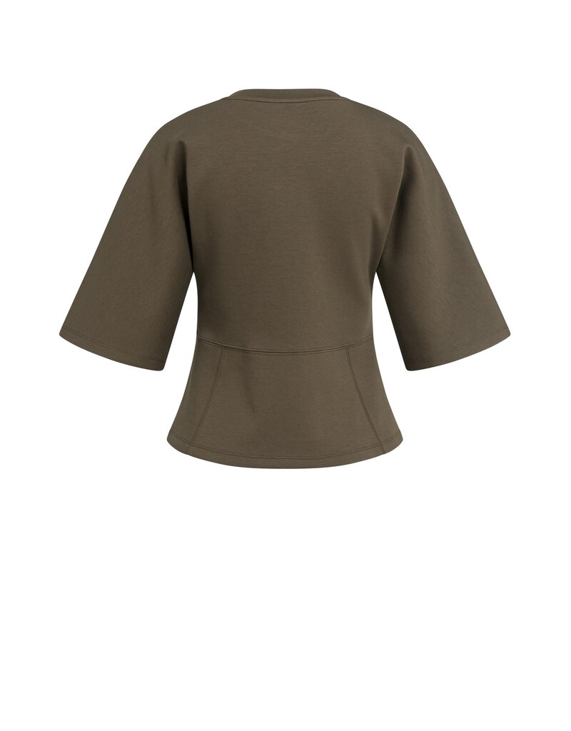 Yaya Yaya Jersey Top Wide Sleeves Slate Black Brown