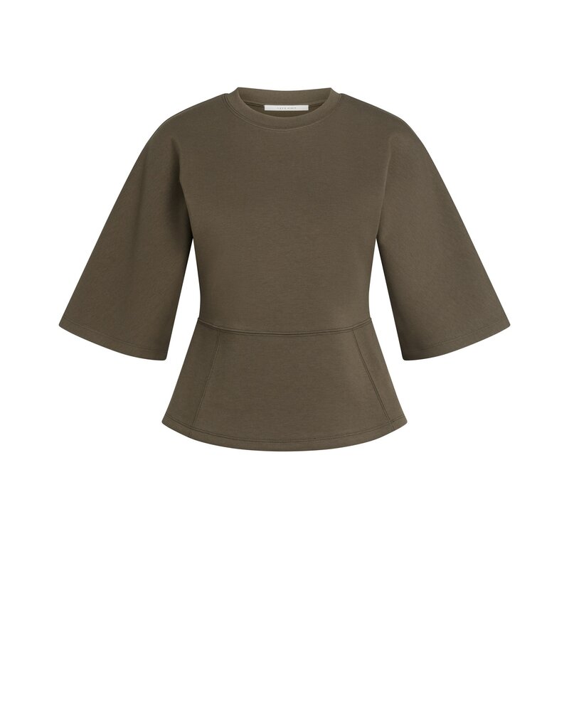 Yaya Yaya Jersey Top Wide Sleeves Slate Black Brown
