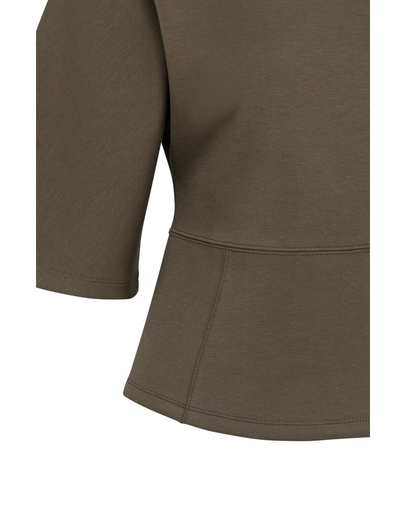 Yaya Yaya Jersey Top Wide Sleeves Slate Black Brown