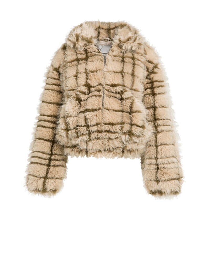 Yaya Yaya Fake Fur Jacket Grey dessin