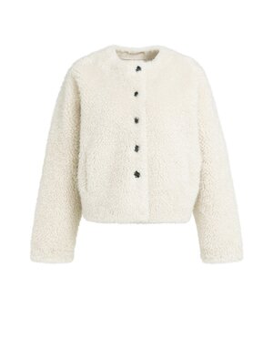 Yaya Yaya short Faux Fur Jacket Bleached Sand Beige