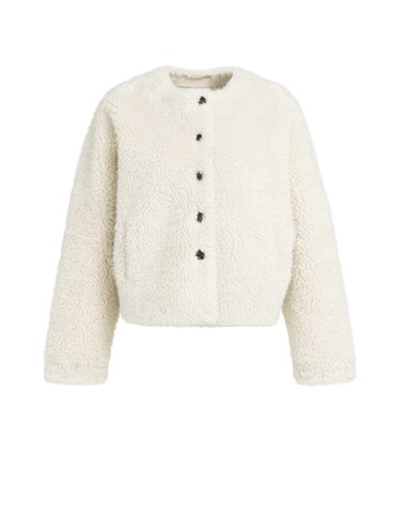 Yaya Yaya short Faux Fur Jacket Bleached Sand Beige