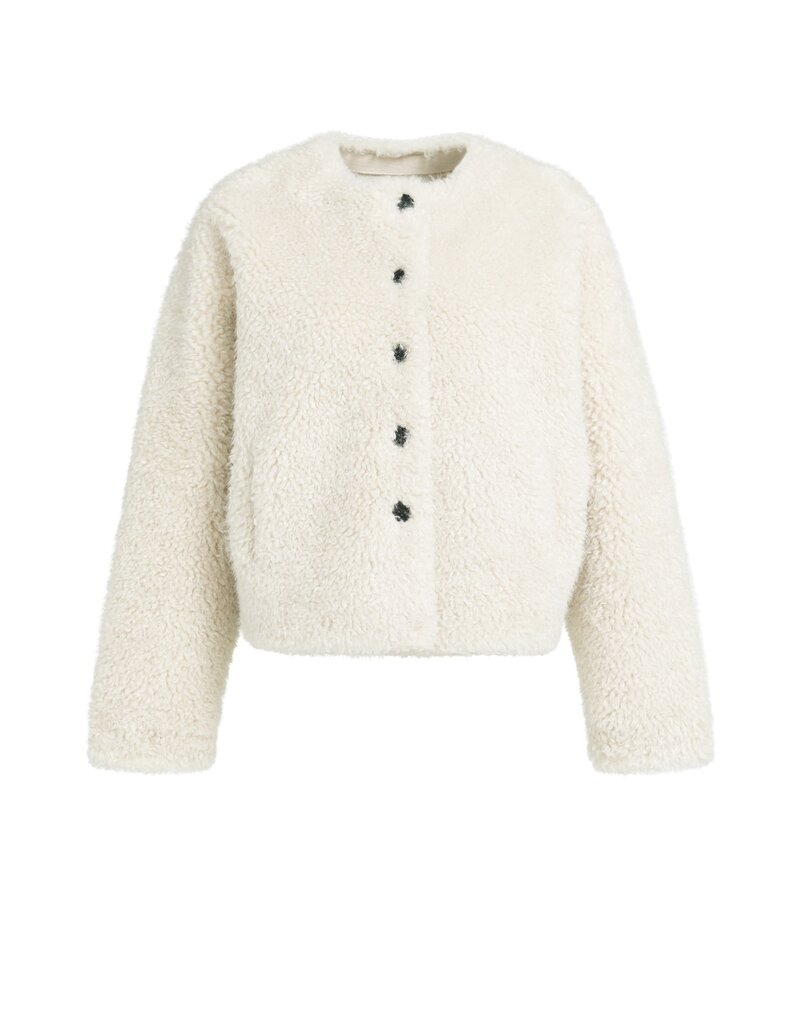 Yaya Yaya short Faux Fur Jacket Bleached Sand Beige