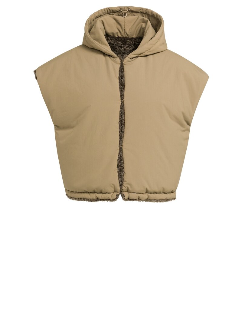 Yaya Yaya Rev. Bodywarmer Faux Fur Slate Black Brown