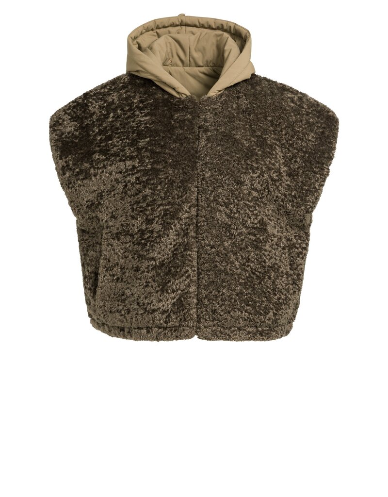 Yaya Yaya Rev. Bodywarmer Faux Fur Slate Black Brown