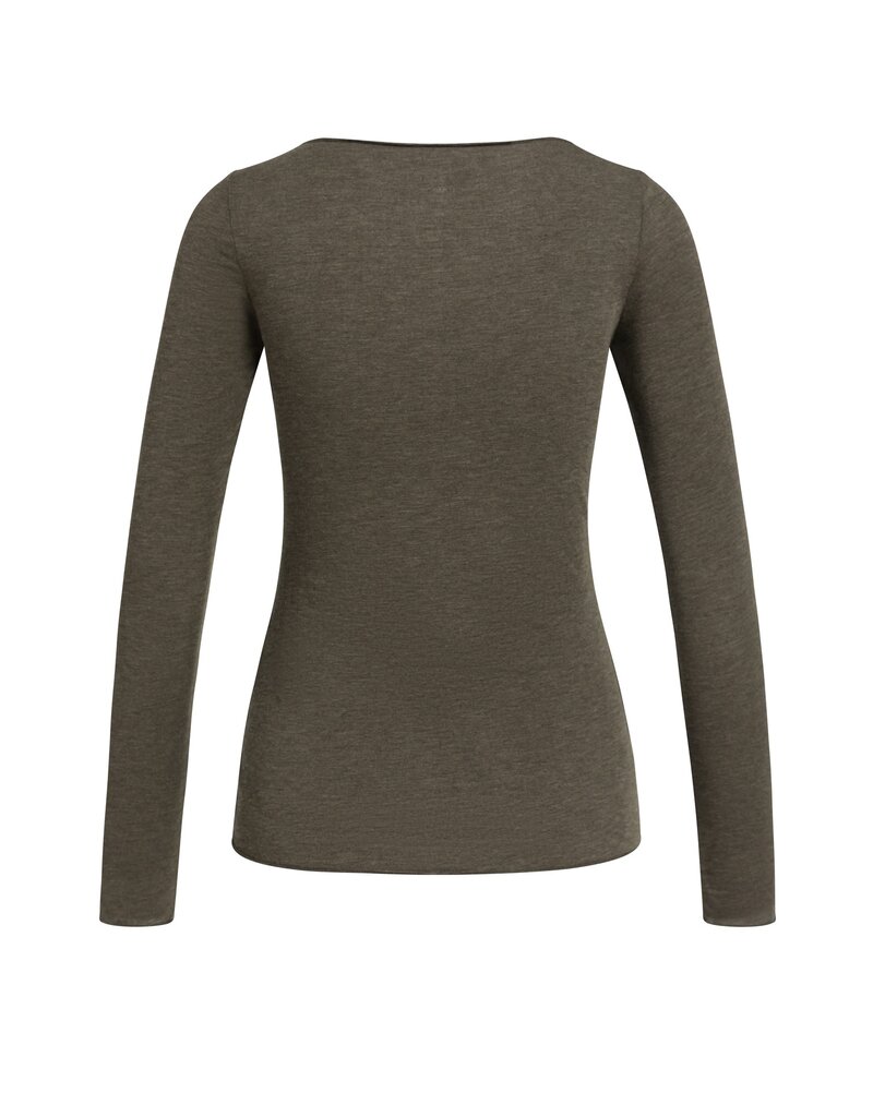 Yaya Yaya Top LS Round Neck Slate Black Brown Mel.