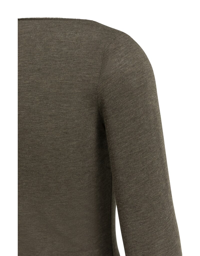 Yaya Yaya Top LS Round Neck Slate Black Brown Mel.