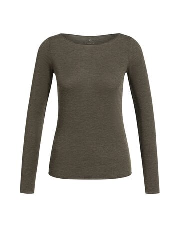 Yaya Yaya Top LS Round Neck Slate Black Brown Mel.