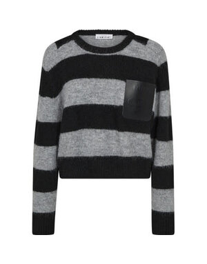 Haute L' Amitié HL Darcia Stripe Crop Pocket Knit Black/Grey