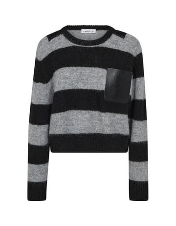 Haute L' Amitié HL Darcia Stripe Crop Pocket Knit Black/Grey
