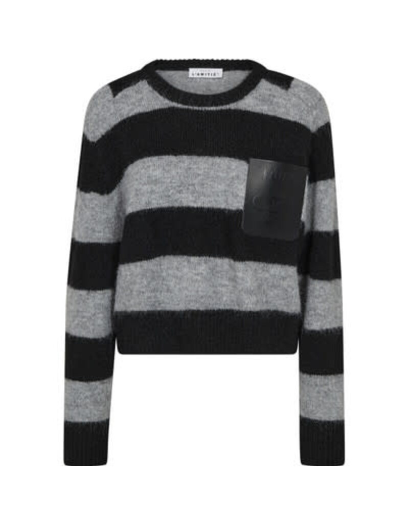 Haute L' Amitié HL Darcia Stripe Crop Pocket Knit Black/Grey