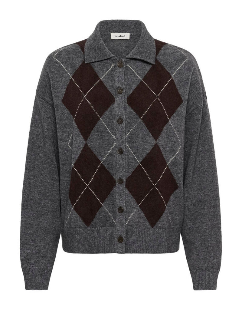 Soaked Soaked SLTone Polo Cardigan Grey Mel