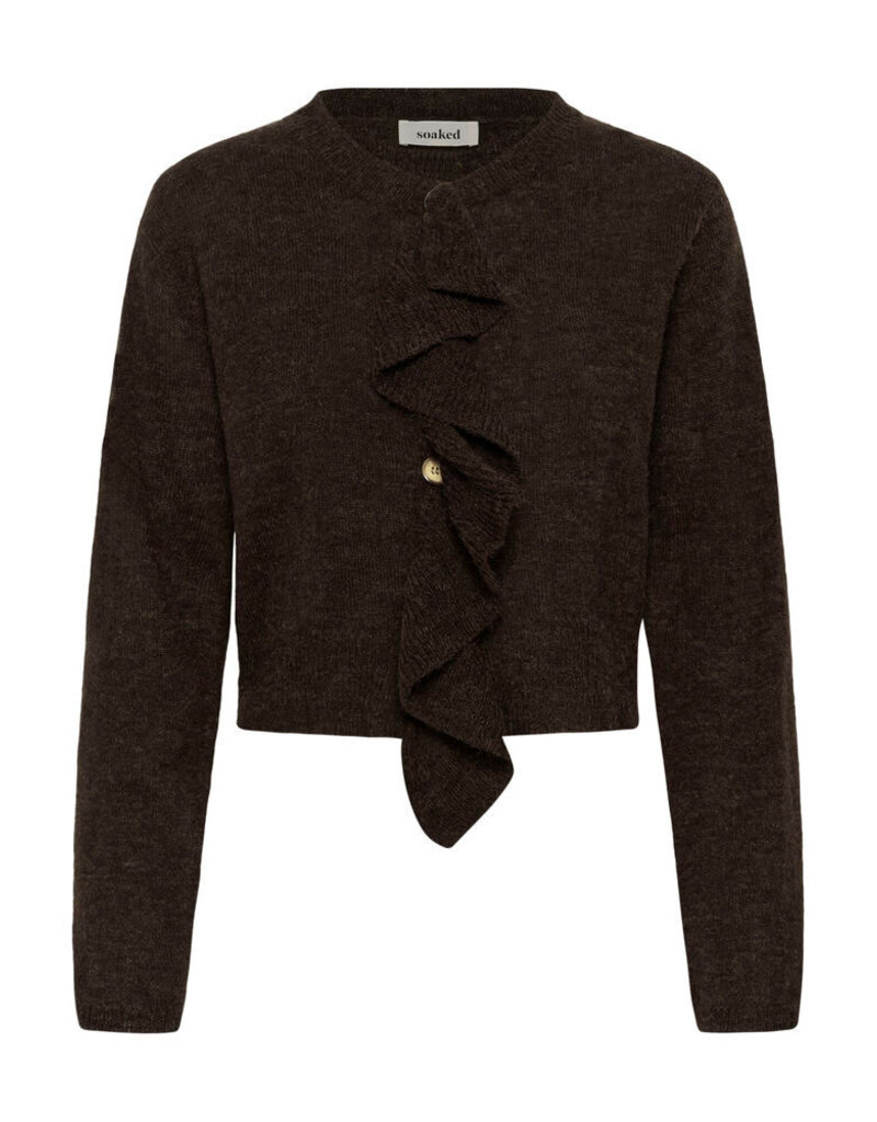 Soaked Soaked SLTuesday Ruffle Cardigan Mole Brown