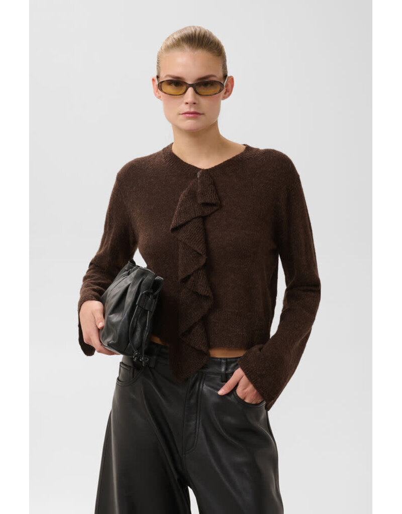 Soaked Soaked SLTuesday Ruffle Cardigan Mole Brown