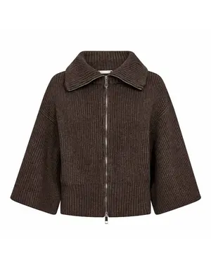 Co' Couture Co'Couture  RowCC Zip SS Knit Mocca
