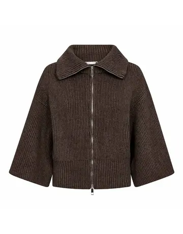 Co' Couture Co'Couture  RowCC Zip SS Knit Mocca