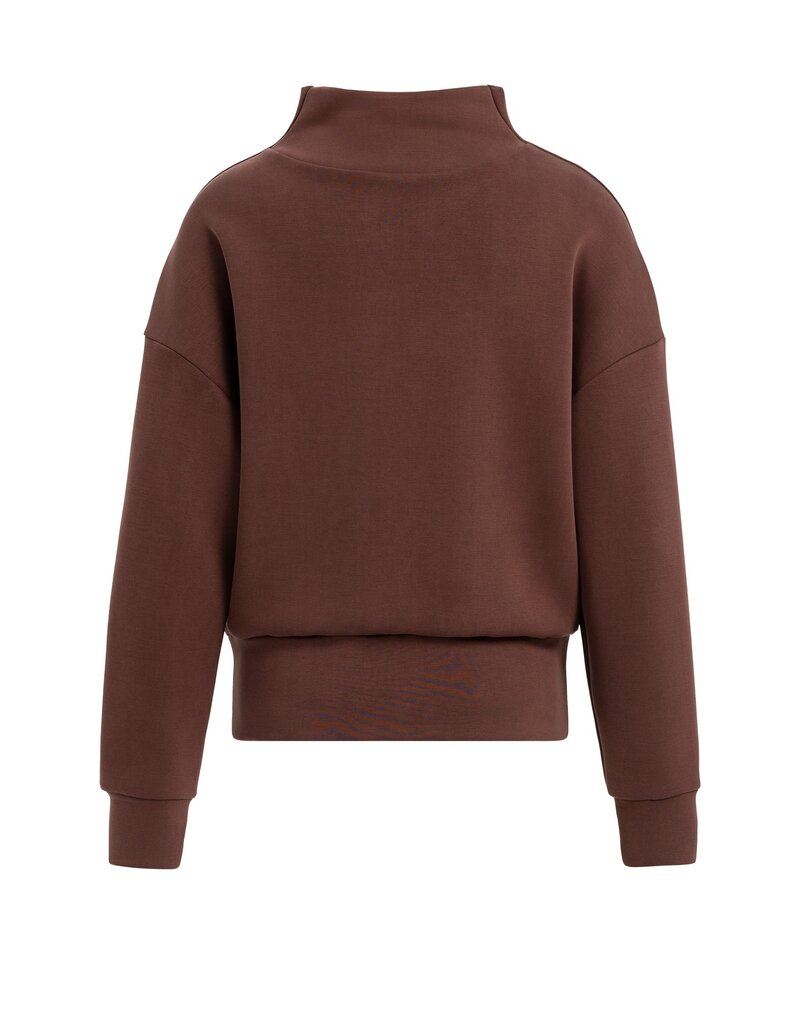 Yaya Yaya Sweatshirt hoge gedrapeerde halslijn Bitter Choc Red