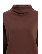 Yaya Yaya Sweatshirt hoge gedrapeerde halslijn Bitter Choc Red
