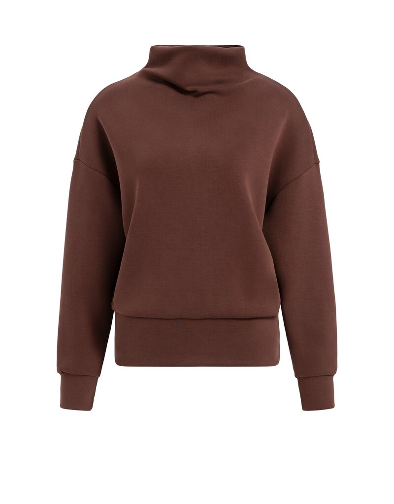 Yaya Yaya Sweatshirt hoge gedrapeerde halslijn Bitter Choc Red