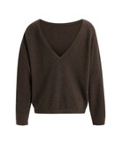 Yaya Yaya Trui textuur diepe  V-hals achterkant Del.Brown