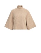 Yaya Yaya Trui hoge Hals Wijde Mouwen Dark beige Mel.