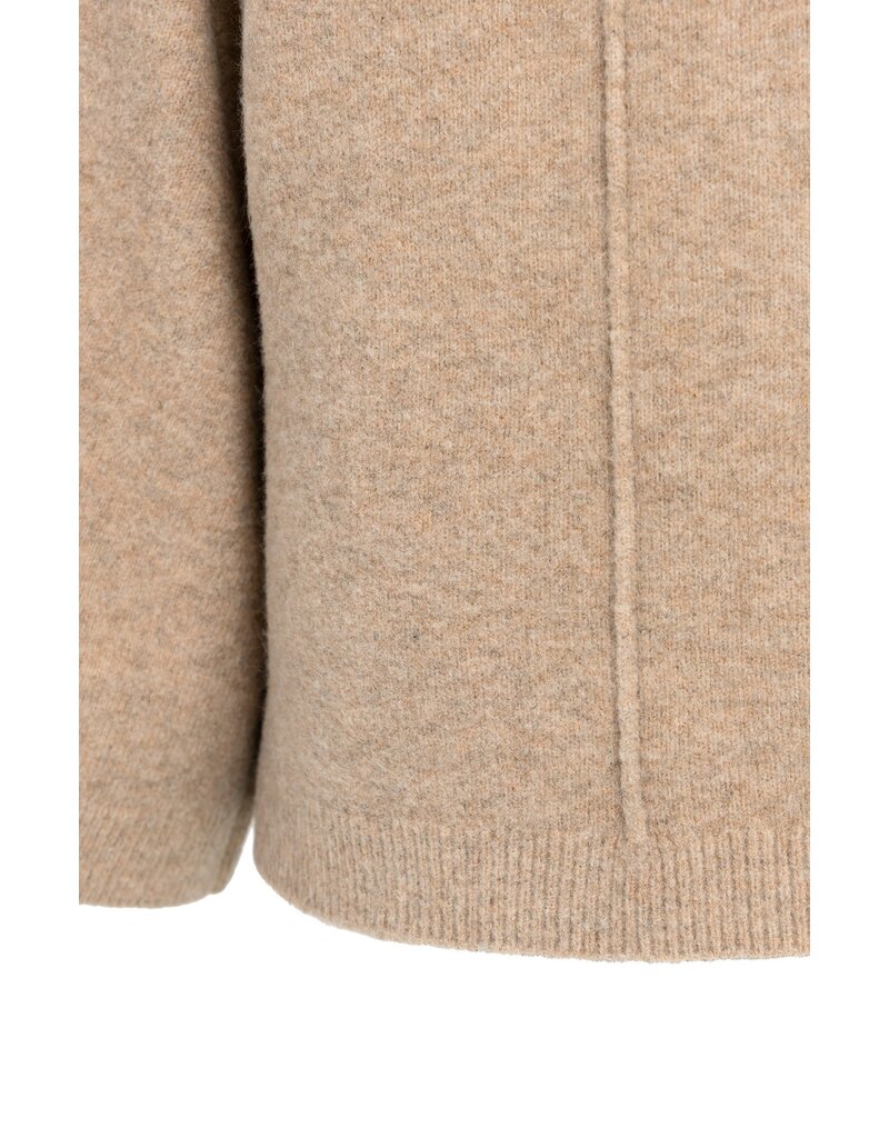 Yaya Yaya Trui hoge Hals Wijde Mouwen Dark beige Mel.