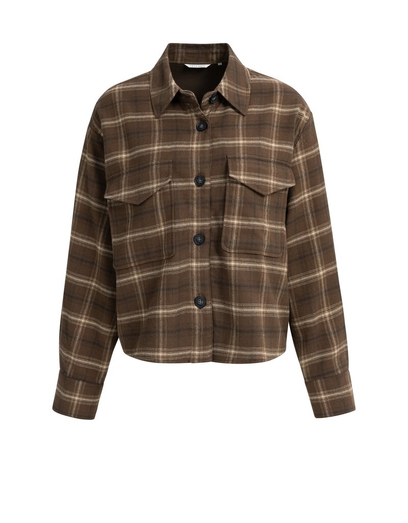 Yaya Yaya Flanellen blouse met Ruit Cocoa Brown des.