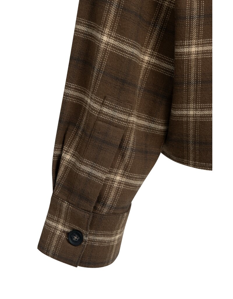 Yaya Yaya Flanellen blouse met Ruit Cocoa Brown des.