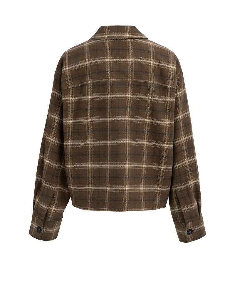 Yaya Yaya Flanellen blouse met Ruit Cocoa Brown des.