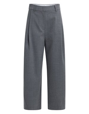 Yaya Yaya Geweven broek Rechte pijpen plooien Med Grey Mel