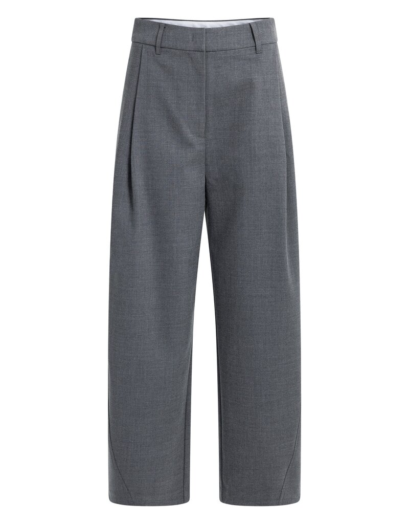 Yaya Yaya Geweven broek Rechte pijpen plooien Med Grey Mel