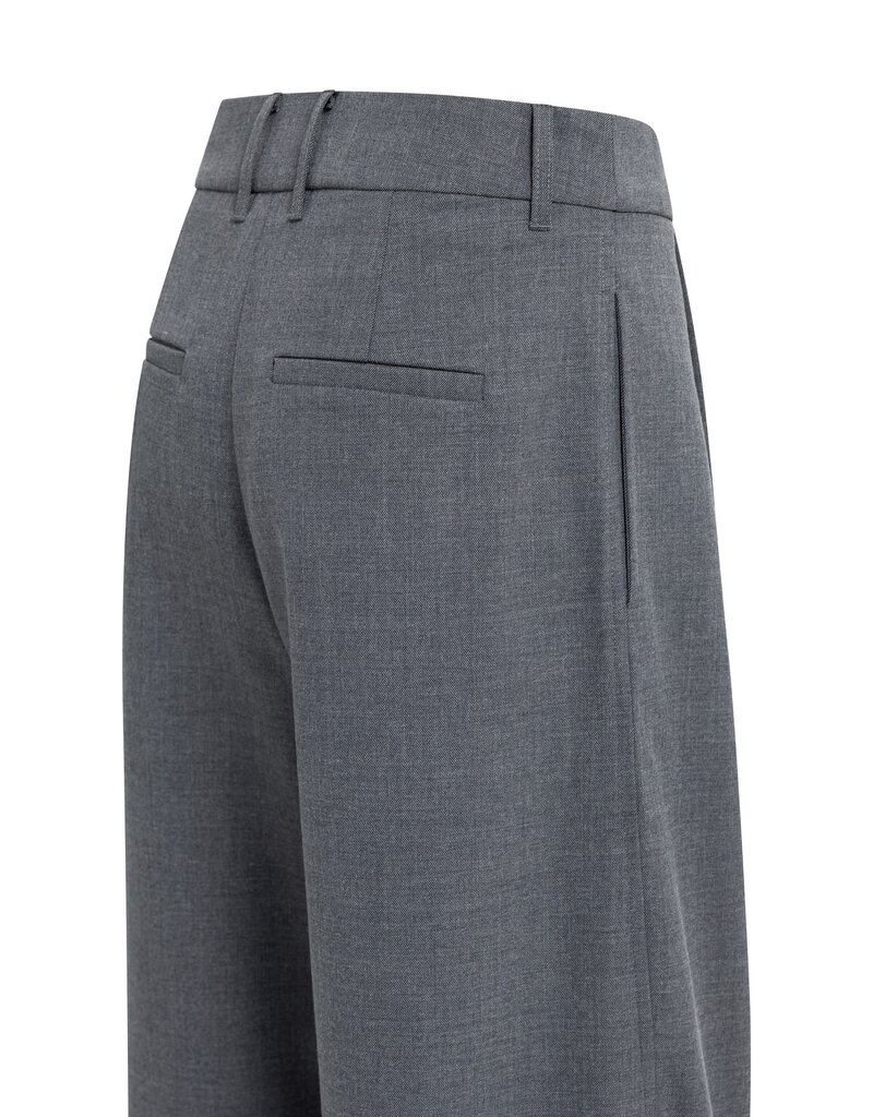 Yaya Yaya Geweven broek Rechte pijpen plooien Med Grey Mel