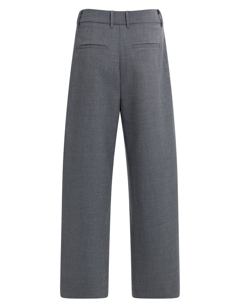 Yaya Yaya Geweven broek Rechte pijpen plooien Med Grey Mel