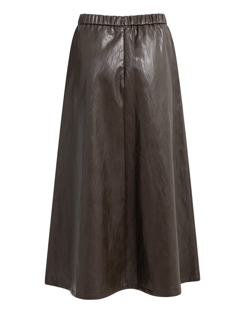 Yaya Yaya Midi-rok Faux Lth A-lijn Del. Brown