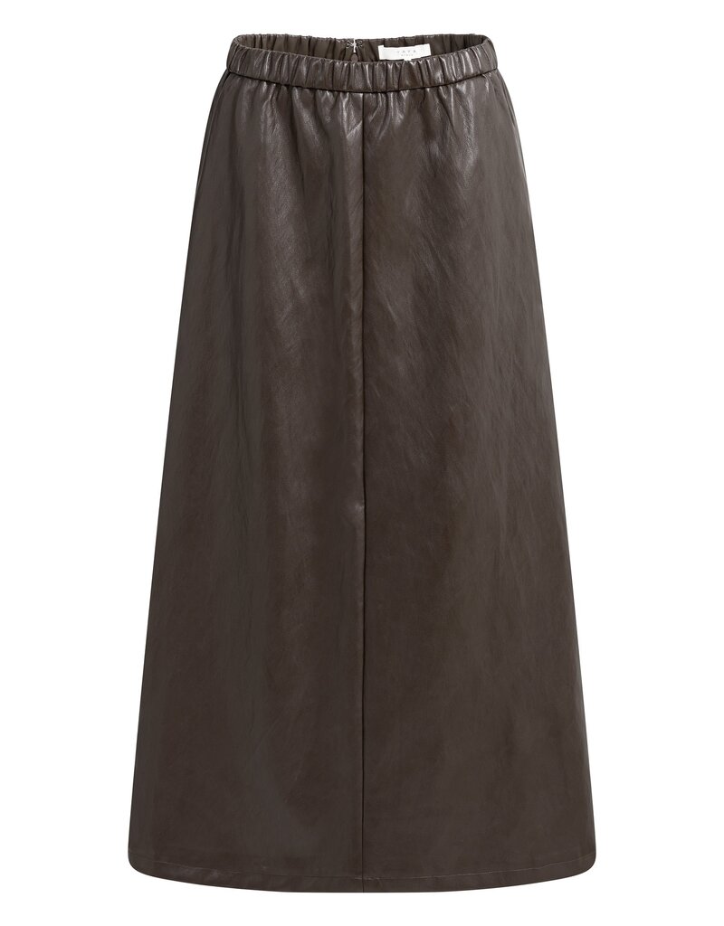 Yaya Yaya Midi-rok Faux Lth A-lijn Del. Brown