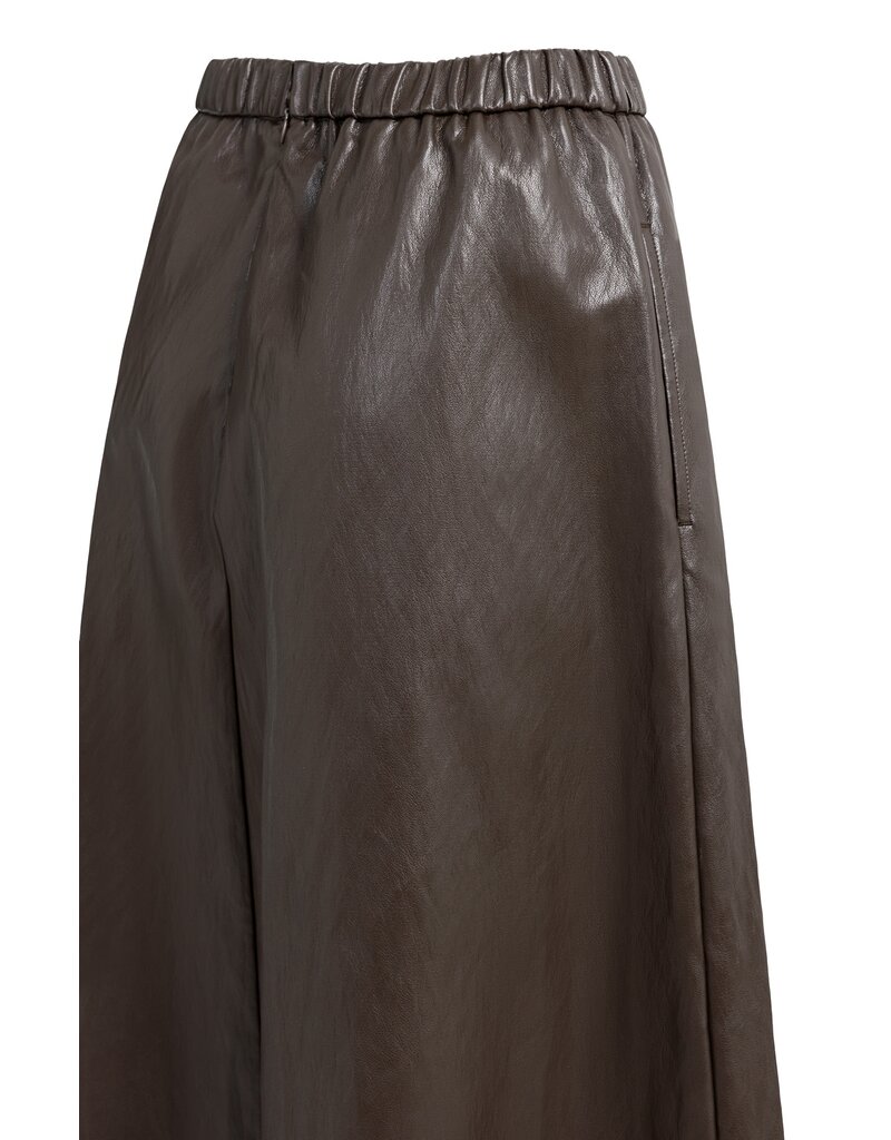 Yaya Yaya Midi-rok Faux Lth A-lijn Del. Brown