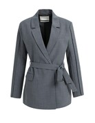 Yaya Yaya Geweven wikkelblazer met riemdetails Med Grey Mel