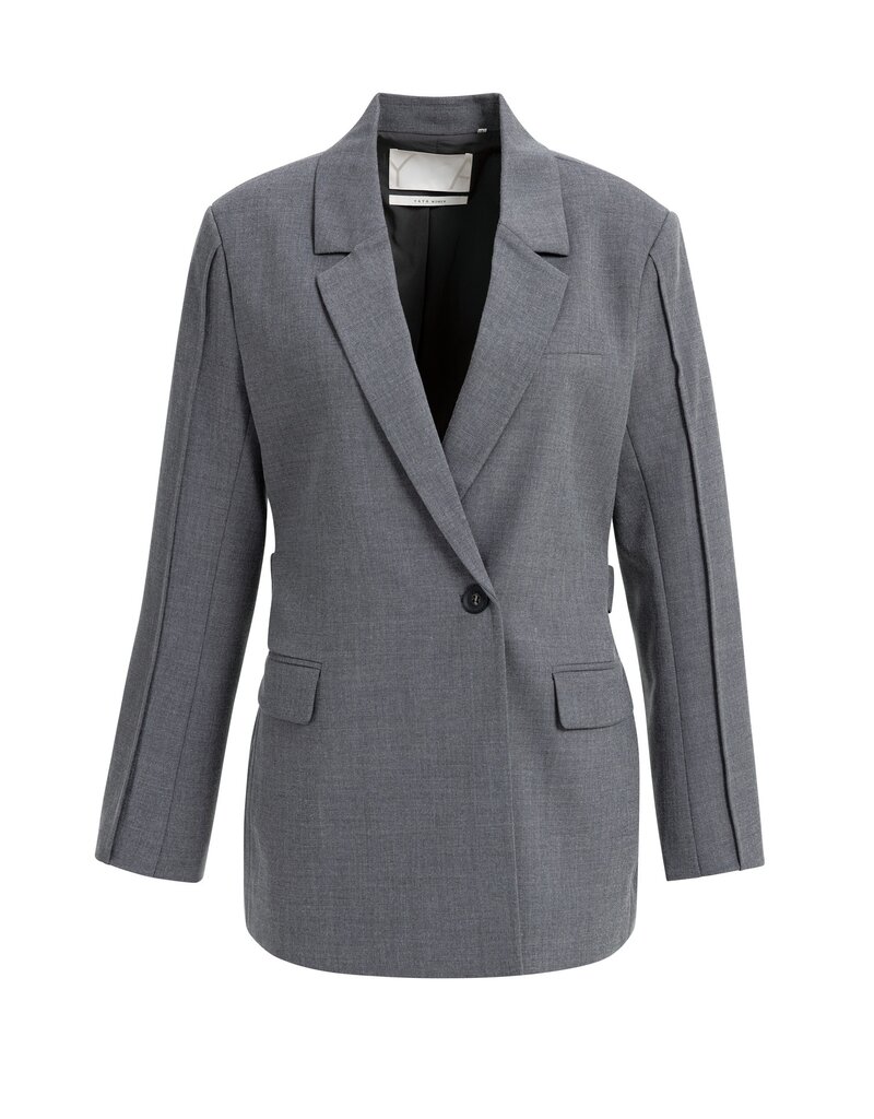 Yaya Yaya Geweven wikkelblazer met riemdetails Med Grey Mel