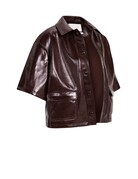 Yaya Yaya Korte Blouse Jas Lakleer Bitter Choc Red