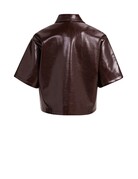 Yaya Yaya Korte Blouse Jas Lakleer Bitter Choc Red