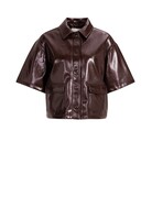 Yaya Yaya Korte Blouse Jas Lakleer Bitter Choc Red