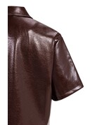 Yaya Yaya Korte Blouse Jas Lakleer Bitter Choc Red