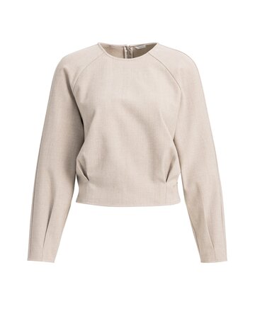 Yaya Yaya Flanellen top lange mouwen plooien Beige Mel