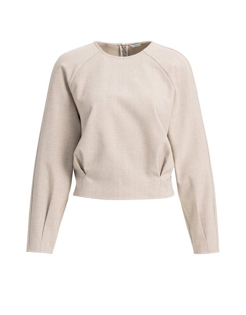 Yaya Yaya Flanellen top lange mouwen plooien Beige Mel