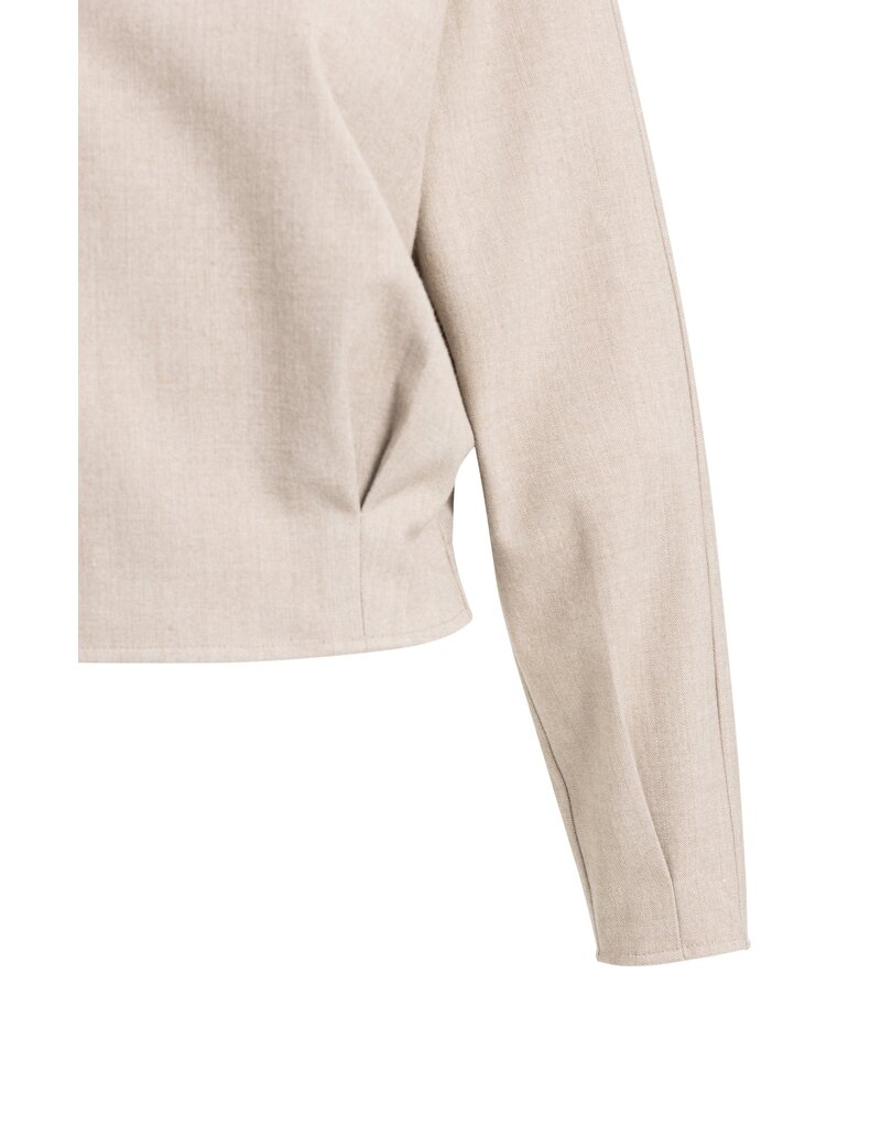 Yaya Yaya Flanellen top lange mouwen plooien Beige Mel