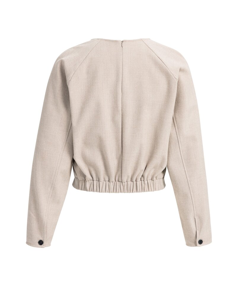 Yaya Yaya Flanellen top lange mouwen plooien Beige Mel